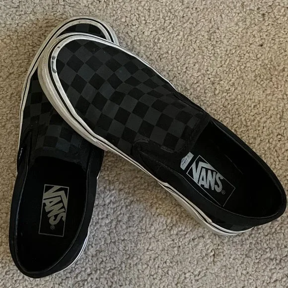 Vans *Black & Grey* Slip-On Checkerboard | Women's 6.5 | Gently Used, EUC - Picture 4 of 12